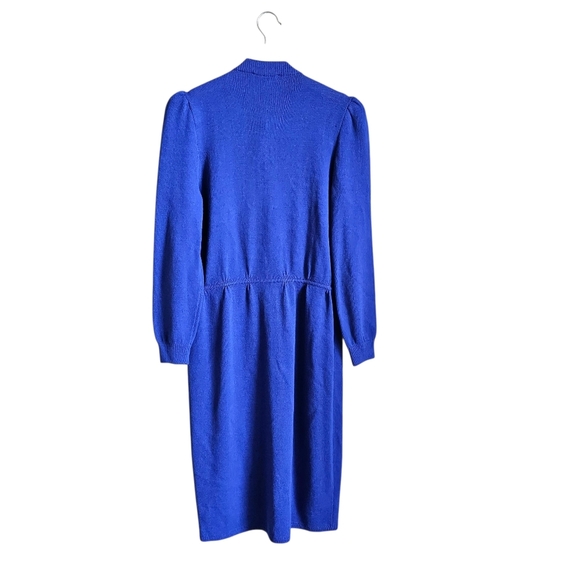 Vintage St.john By Marie Gray Santana Knit Elegant Blue Button-Down Dress - Picture 3 of 8